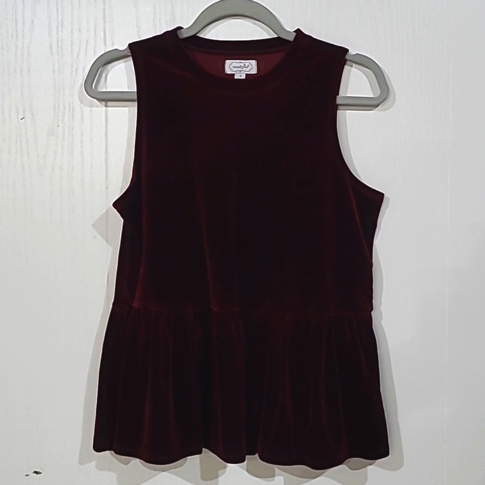Mud Pie Sleeveless Velour Peplum Tank Size Small